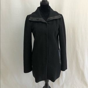 Scoop NYC wool and leather black‎ coat